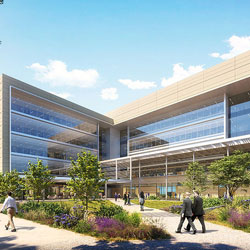 Rendering of exterior of the new building.